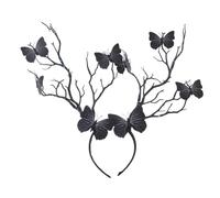 Black Deer Horn Cosplay Headband for Stage Masquerade | Cloth and Plastic Build, Eye Catching Costume Prop, Delicate Fantastic Style