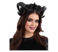 Black Demon Floral Headband Halloween Roses Day Of The Dead Fancy Dress