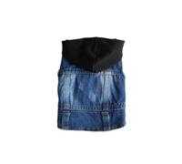 Black Denim PET Vest with Knitted Hat, Button Lapel for Puppies | Retro Jeans Style, Spring Summer Wear, Size S, Easy, Protects after Haircut