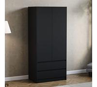 (Black) Denver 2 Door 2 Drawer Wardrobe Bedroom Storage