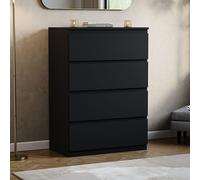 (Black) Denver 4 Drawer Chest Bedroom Storage Unit