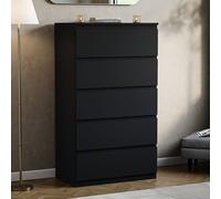 (Black) Denver 5 Drawer Chest Garment Storage Bedroom Unit