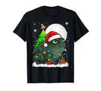 Black Desert Rain Frog Santa Hat Christmas Tree Lights T-Shirt
