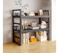 Black Desk Hutch - Wooden Desktop Storage Rack Compact nizer for College Dorm & Home Office Efficient Bookshelf Display Shelf 75cm Space-Saving Solution
