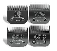 Black Detachable Pet Dog Grooming Clipper Stainless Steel Blades Set,Compatible with Andis/Heiniger/Moser45 and Oster A5 and Wahl KM10 Series Clippers,4 Pack (7FC+5FC+4FC+3FC)