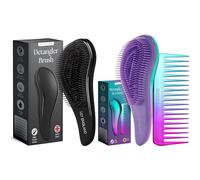 Black Detangler Brush with Ombre Detangler Brush and Comb Set - Complete Hair Care Bundle for Smooth, Tangle-Free Styling