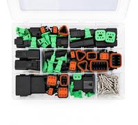 Black Deutsch DT Connector Kit 190pcs 2, 3, 4, 6, 8 & 12 Way Plug Assortment Set with Solid Pin Terminals Included