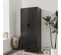 Urbn-Living Urbnliving 180Cm Height Black Wardrobe With 2 Door 2 Drawer Modern Bedroom Clothes Storage Hanging Rail