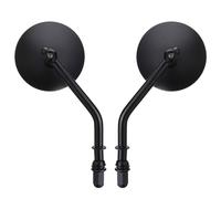 (Black) Diameter 85mm Retro Round Rearview Motorcycle Mirrors Long/Short Handle