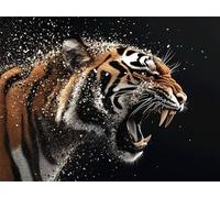 Black Diamond Art Kits Adults, Tiger Diamond Painting Kit for Beginner,Round Full Drill Gem Art Set Mosaic Kits for Adults 5D Crystal Rhinestone Embroidery Crafts for Home Wall Decor 90x120cm,Model148