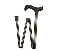 Black Diamond Carbon Fibre Folding Adjustable Walking Stick with Soft Touch Derby Handle (33" to 37")