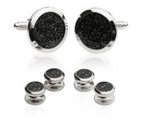 Black Diamond Dust Tuxedo Cufflinks and Studs