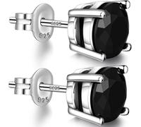 Black Diamond Earrings Mens Womens Earrings Black Silver Stud Earrings Sterling Silver Earrings Studs Black Cubic Zirconia Earrings Black Diamond Studs Earrings Magnet Stud Earrings Men 6mm