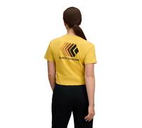 Black Diamond Faded Crop Short Sleeve T-shirt Yellow M Woman