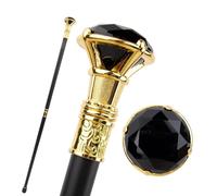 Black Diamond & Gold Hiking Cane, Creative Stylish Metal Cool Gentleman Scepter, Fitted With Premium Rubber Tip, Suitable for Daily Use and Collection
