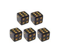 Black Dice Set 16mm 6-Sided Gaming Dice with Golden Dots | Durable acrylic dice with golden dots, ideal for tabletop gaming, fits for board games 16mm 5pcs