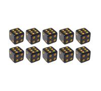 Black Dice Set 16mm 6-Sided Gaming Dice with Golden Dots | Durable acrylic dice with golden dots, ideal for tabletop gaming, fits for board games 16mm 10pcs