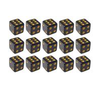 Black Dice Set 16mm 6-Sided Gaming Dice with Golden Dots | Durable acrylic dice with golden dots, ideal for tabletop gaming, fits for board games 16mm 15 pcs