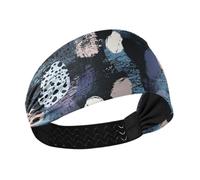 Black Digital Art Leopard Print Cooling thick headband Stretchy hairbands for Volleyball hiking basketball make up