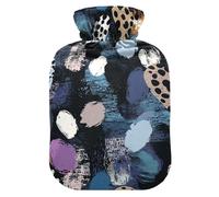 Black Digital Art Leopard Print hot Water Bottles with Soft Cover, 2L Water Bottle Bag for Sore Muscle, Sore Muscle, Sore Muscle