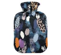 Black Digital Art Leopard Print Water Bottle for hot Water with Soft Cover 2L Warm Bottle for Bed Neck Shoulder Warmer Neck Shoulder Warmer