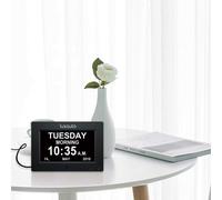 (Black) Digital Day Clock LED Calendar Dementia Alarm Time Date Month Memory