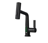 Black Digital Display Kitchen Faucet with Pull-Down Sprayer, Cascade Water Mixer for Hot/Cold, Perfect for Kitchen, Bathroom, Bar, Modern Design, Easy Installation