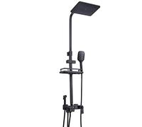 Black Digital Shower Set, Bathroom Smart Thermostatic Shower System, Wall Mount Bath Shower Faucet, Adjustable Hand Spray, Square Head SPA Rainshower,B LWX