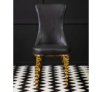 Orsina Black Leather Dining Chair, Effortless Cleaning Lounge Chair For Living Room, Space-Saving Dining Chair