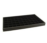 Black DisplayTray with Choice of Insert - Jewellery Necklace Bracelet Gem Bead Earring Coin Watch Organiser (Tray with 50 Compartment Insert)