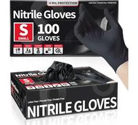 Black Disposable Nitrile Gloves - 100 Count Box - Multipurpose, Powder-Free, and Latex-Free Disposable Gloves for Examination, Cleaning, and Enhanced Strength and Comfort in Black Design (500, SMALL)