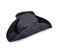Black Distressed Pirate Hat Fancy Dress Tricorn Accessory Jack Sparrow