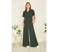 Black Ditsy Floral Print Relaxed Wide Leg Trousers Yumi Black 10