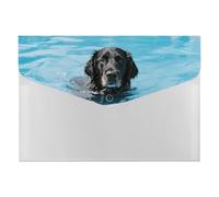 Black Dog in The Pool File Folder, Waterproof Expanding File Folder with 6 Pockets, Durable PP Document Organizer for Office, Home