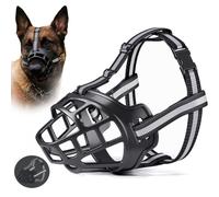 Black Dog Muzzle for Large Breed Adjustable Dogs Muzzles for Xl Bully Breathable Basket Muzzle,Soft Silicone Basket Muzzles with Reflective