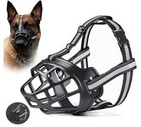 Black Dog Muzzle for Large Breed Adjustable Dogs Muzzles for Xl Bully Breathable Basket Muzzle,Soft Silicone Basket Muzzles with Reflective Strip to Prevent Biting Barking Chewing,Dogs Can Drink(S）
