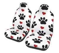 Black Dog Paws Red Hearts Motors Front Seat Protective Breathable Seat Covers for Cars, Automotive Comfort & Protection for Most Cars, Van, Trucks, SUV