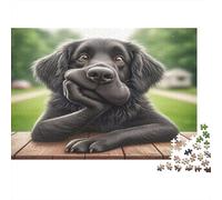 Black Dog Thinking 100% Recycled Cardboard Thoughtful Black Dog 1000Pc Jigsaw Puzzles Adults Unique Classic Educational Games 38x26cm/1000pcs