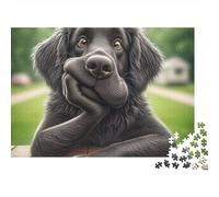 Black Dog Thinking 1000 Pieces Jigsaw Puzzle, Beautiful Black Golden Retriever Art Decor, Educational Game for Adults, Challenging Jigsaw, 52x38cm/1000pcs