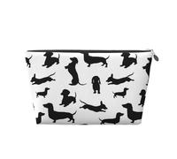 Black Dogs Dachshund Dog Leather Travel Wash Bag, Stylish and Durable, Easy to Carry
