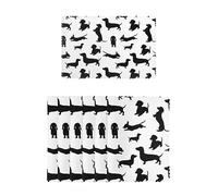 Black Dogs Dachshund Dog Placemats Sets of 6 Non-Slip Dinner Table Mats Heat-Resistant Table Mats Dining Table Placemats for Home Kitchen Dining Table Hotel Outdoor Party 45CM x 30CM