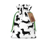 Black Dogs Dachshund Dog Print Christmas Bag Festive Present Sack Xmas Drawstring Bags Party Decor Gift