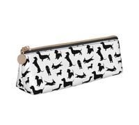 Black Dogs Dachshund Dog Print Triangular Pencil Case Pouch Large-Capacity Stationery Organizer Office Accessory