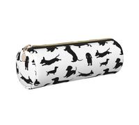 Black Dogs Dachshund Dog Print Women Men Pencil Case Cylindrical Lightweight Pen Pouch Office Stationery Organizer