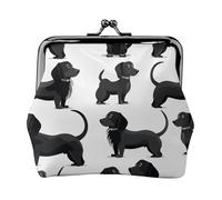 Black Dogs Dachshund Dog Printed Coin Purse Pouch-Mini Coin Wallet,Change Purse,Leather Coin Pouch Holder For Woman Girls, Black, One Size, Modern,european Style, Retro