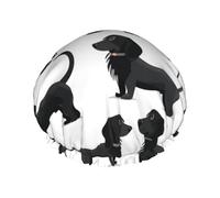 Black Dogs Dachshund Dog Printed Double Layer Lined Shower Cap,Shower Caps For Women Reusable