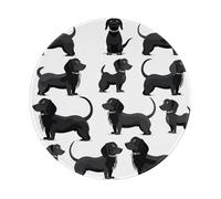 Black Dogs Dachshund Dog Printed Gaming Mouse Pad 1 PCS, Round Non-Slip Rubber Base Laptop Mousepad Desk Mat for Gamer, Office, Home