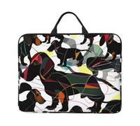 Black Dogs Dachshund Dog Printed Laptop Sleeve 14 inch Protective Case, Waterproof Computer Case Bag with Handle for Men and Women
