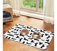 Black Dogs Dachshund Dog Printing Pet Absorbent Tablecloth, Special Pad For Pet Bowls, Rollable For Storage, Ideal For Pet Bowls