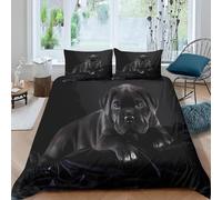 Black Dogs Duvet Cover Sets Dark Super King Bedding Set with Zipper Closure, Soft Microfiber Quilt Cover with 2 Pillowcases 50x75cm QH1314